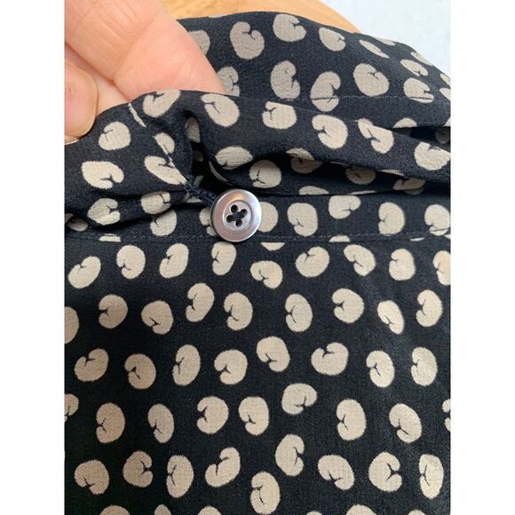 Re/Done 70s Tie Blouse in Beige and Black Croissant Print Size S - Picture 9 of 12